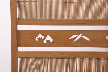古民具・骨董　古い木味の折り畳み式パーテーション(四連屏風衝立て)(3)