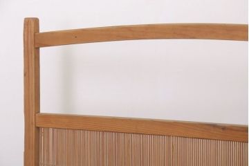 古民具・骨董　古い木味の折り畳み式パーテーション(四連屏風衝立て)(3)