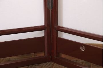 アンティーク雑貨　古民具・骨董　上品な朱色の屏風衣桁(2)