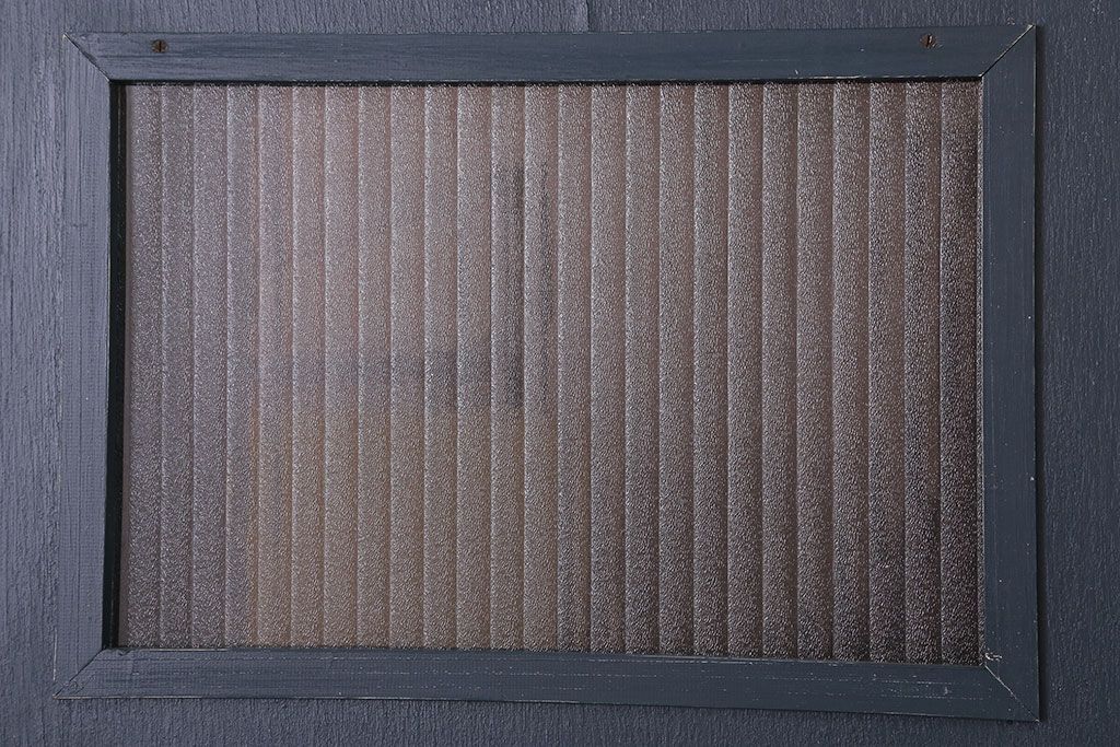 【S様ご成約分】銀モールガラス入りのレトロなネイビーペイントアンティークドア