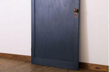 【S様ご成約分】銀モールガラス入りのレトロなネイビーペイントアンティークドア