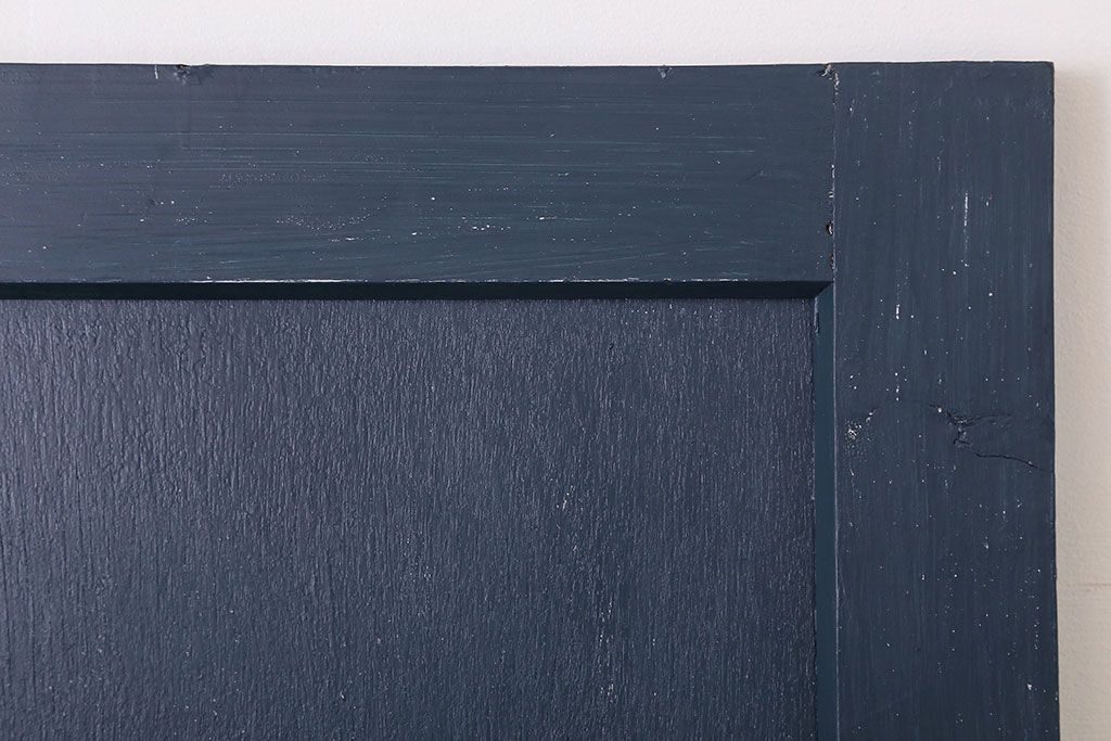 【S様ご成約分】銀モールガラス入りのレトロなネイビーペイントアンティークドア