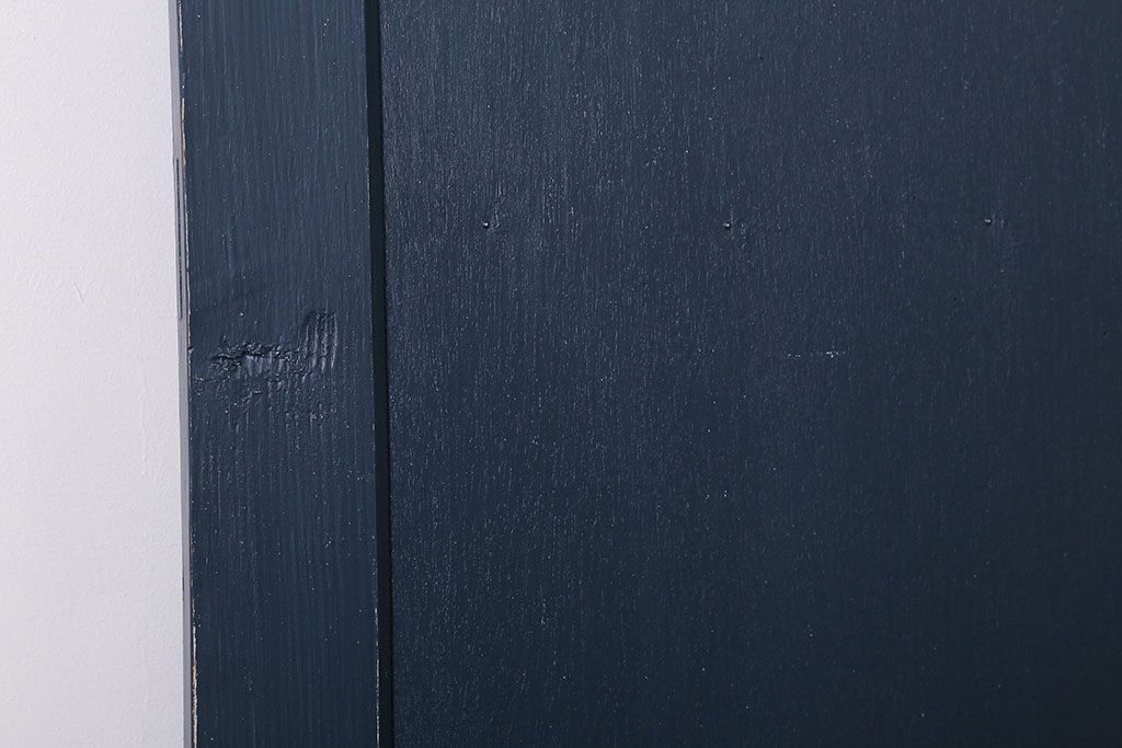 【S様ご成約分】銀モールガラス入りのレトロなネイビーペイントアンティークドア