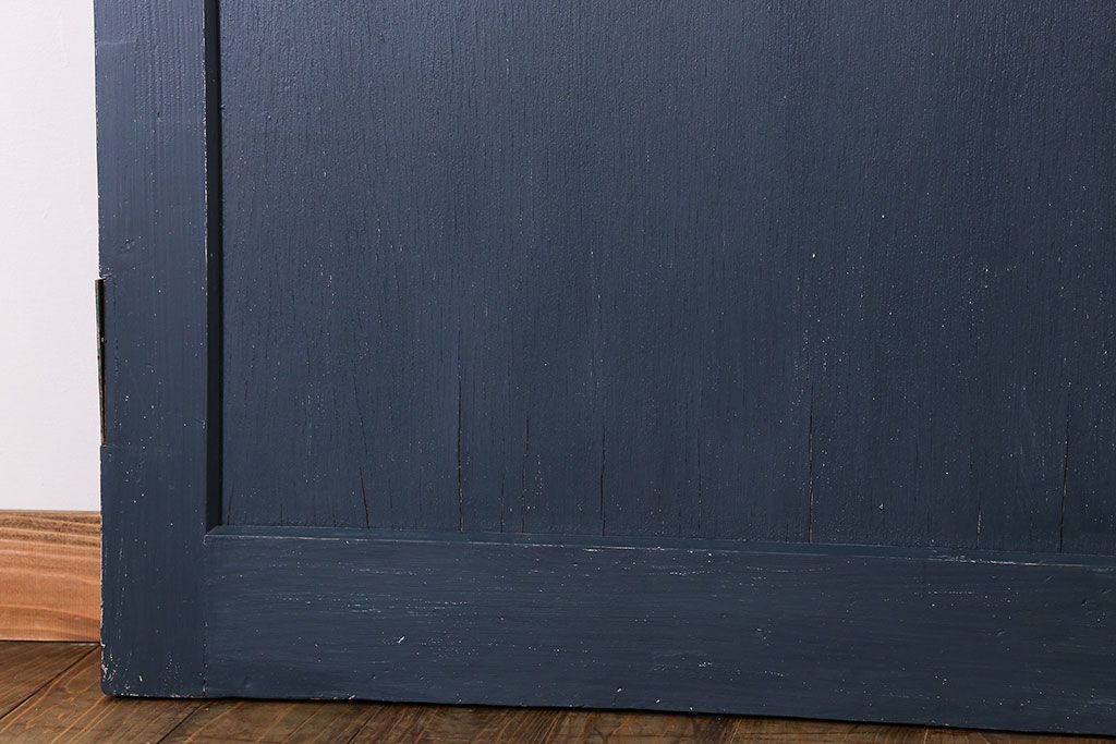 【S様ご成約分】銀モールガラス入りのレトロなネイビーペイントアンティークドア