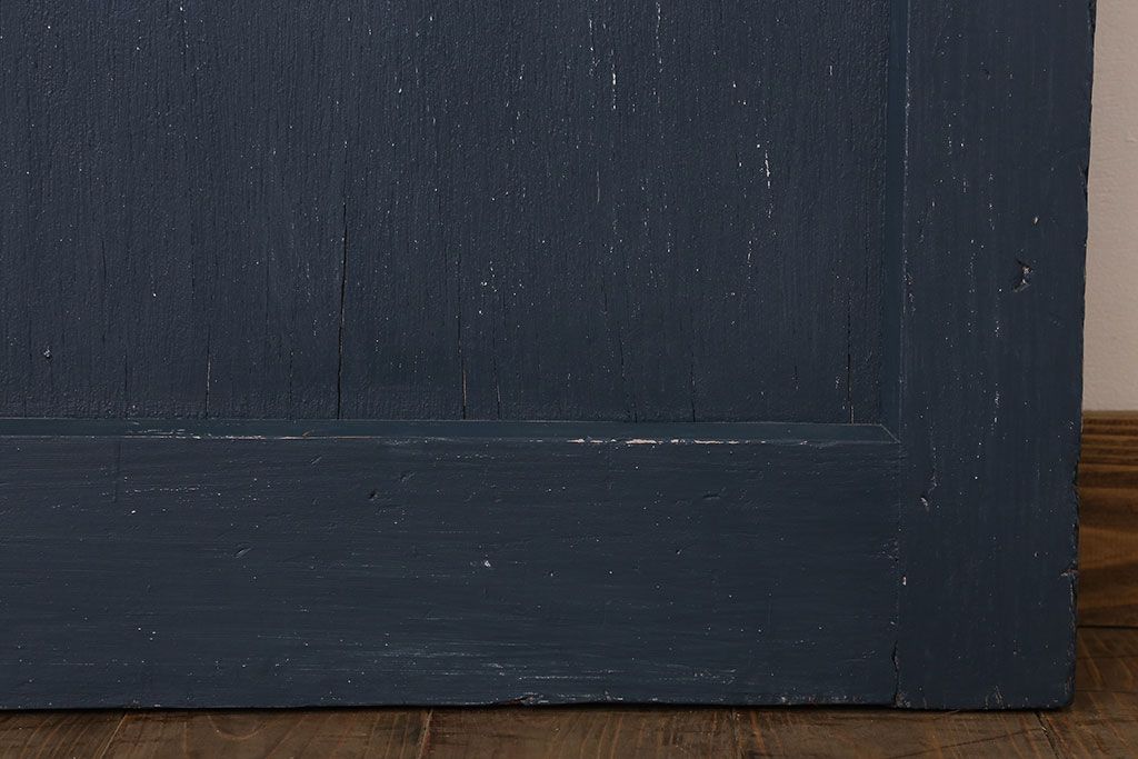 【S様ご成約分】銀モールガラス入りのレトロなネイビーペイントアンティークドア