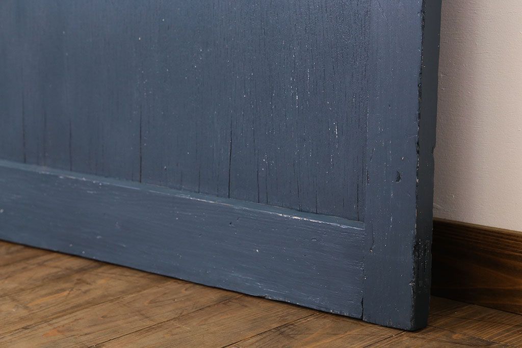 【S様ご成約分】銀モールガラス入りのレトロなネイビーペイントアンティークドア