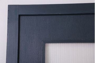 【S様ご成約分】銀モールガラス入りのレトロなネイビーペイントアンティークドア