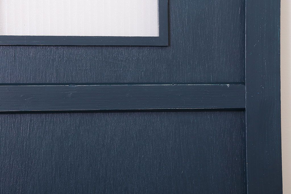 【S様ご成約分】銀モールガラス入りのレトロなネイビーペイントアンティークドア