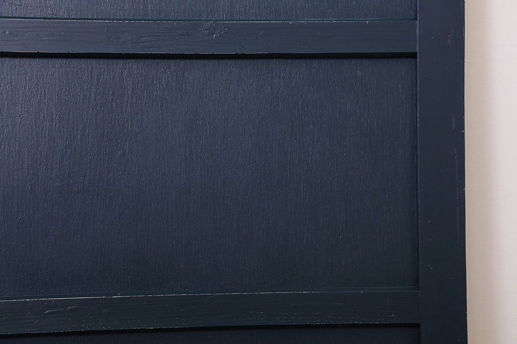 【S様ご成約分】銀モールガラス入りのレトロなネイビーペイントアンティークドア