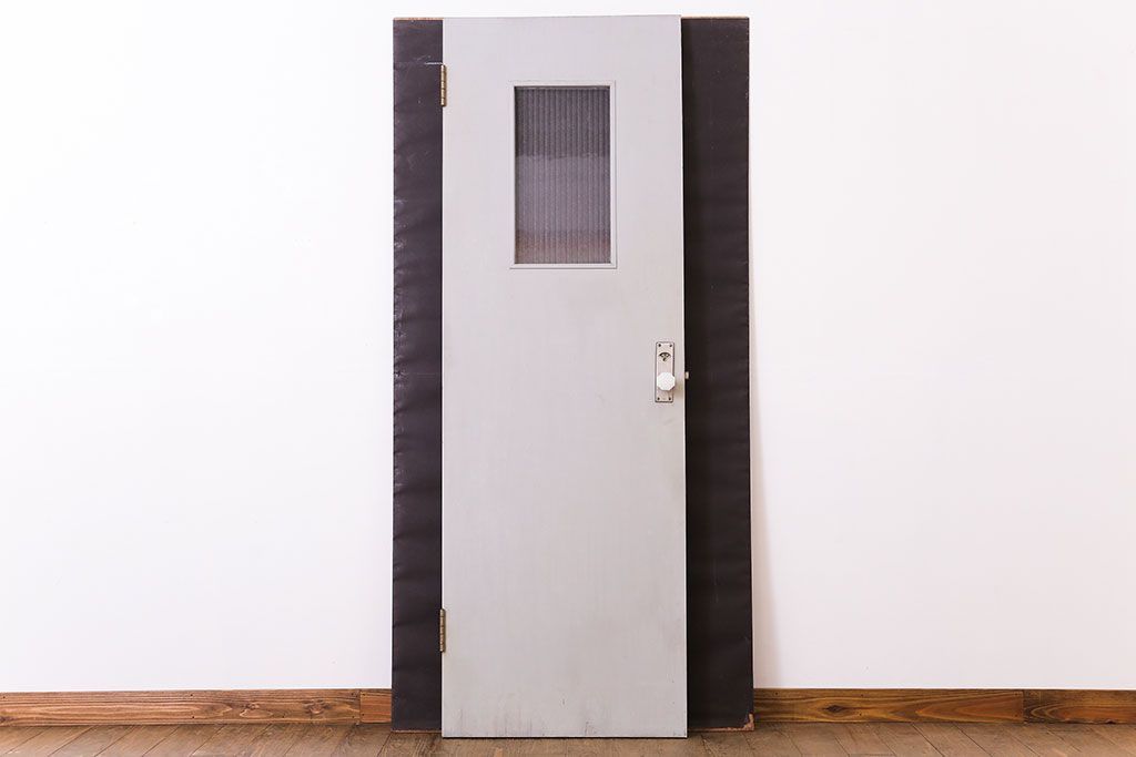 ガラスのドアノブ!銀モールガラス入りのレトロなアンティークドア