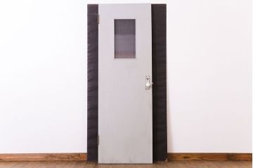 ガラスのドアノブ!銀モールガラス入りのレトロなアンティークドア