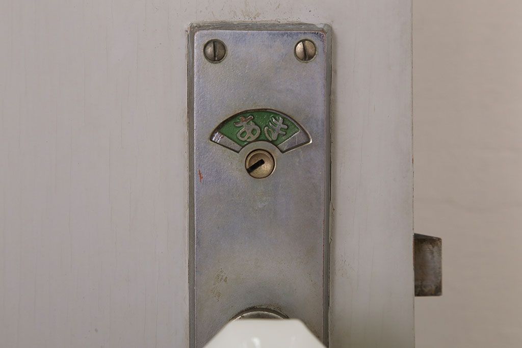 ガラスのドアノブ!銀モールガラス入りのレトロなアンティークドア