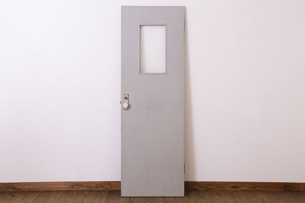 ガラスのドアノブ!銀モールガラス入りのレトロなアンティークドア