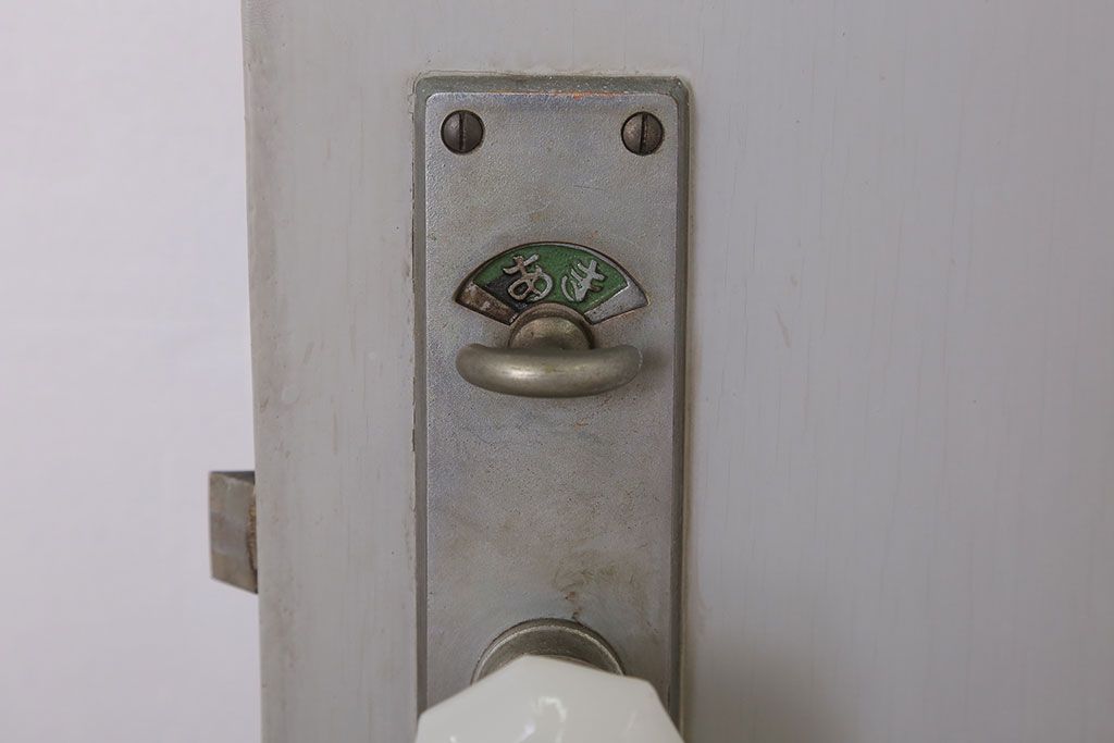 ガラスのドアノブ!銀モールガラス入りのレトロなアンティークドア