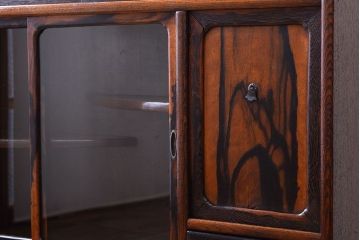 アンティーク家具　黒柿材!古い木製のアンティーク茶箪笥(茶棚・収納棚)