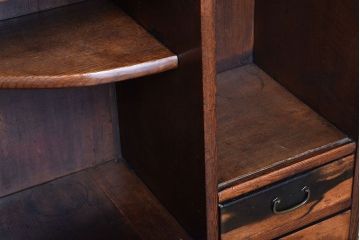 アンティーク家具　黒柿材!古い木製のアンティーク茶箪笥(茶棚・収納棚)