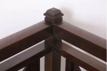 アンティーク家具　大正ロマン　ナラ材製　透かし彫りが美しい和製アンティークコーナーソファ(2)