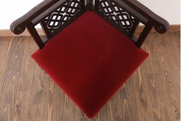 アンティーク家具　大正ロマン　ナラ材製　透かし彫りが美しい和製アンティークコーナーソファ(3)