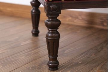 アンティーク家具　大正ロマン　ナラ材製　透かし彫りが美しい和製アンティークコーナーソファ(3)