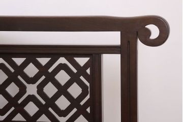アンティーク家具　大正ロマン　ナラ材製　透かし彫りが美しい和製アンティークコーナーソファ(1)