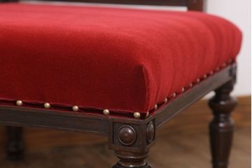 アンティーク家具　大正ロマン　ナラ材製　透かし彫りが美しい和製アンティークコーナーソファ(1)