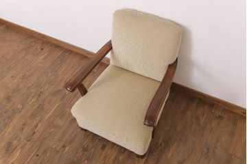 アンティーク家具　古いナラ材製の上質な一人掛けアンティークソファ(2)