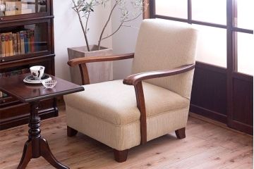 アンティーク家具　古いナラ材製の上質な一人掛けアンティークソファ
