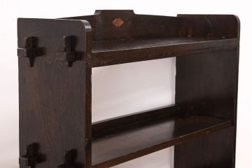 レトロ家具　和製アンティーク　古い木のレトロな楔(くさび)式本棚(飾り棚・ディスプレイラック)