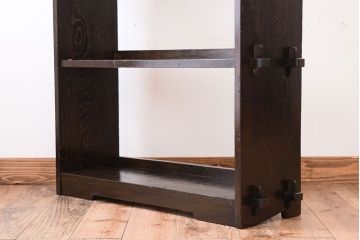 レトロ家具　和製アンティーク　古い木のレトロな楔(くさび)式本棚(飾り棚・ディスプレイラック)