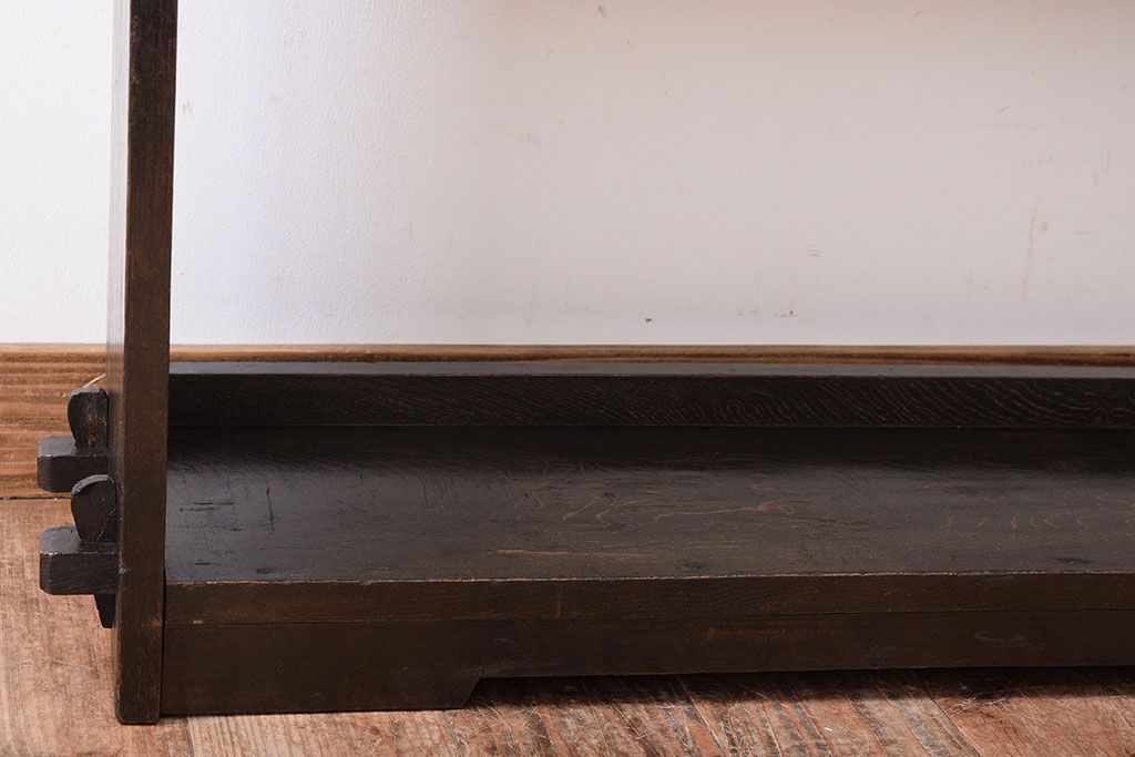 レトロ家具　和製アンティーク　古い木のレトロな楔(くさび)式本棚(飾り棚・ディスプレイラック)