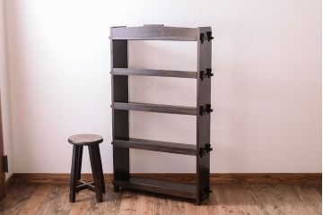 レトロ家具　和製アンティーク　古い木のレトロな楔(くさび)式本棚(飾り棚・ディスプレイラック)