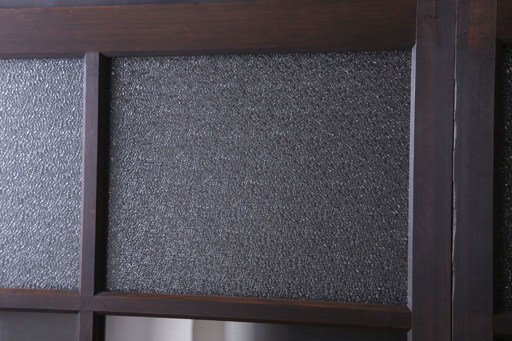 和製アンティーク　ダイヤガラス入り!古い木の上質なガラス戸3枚セット