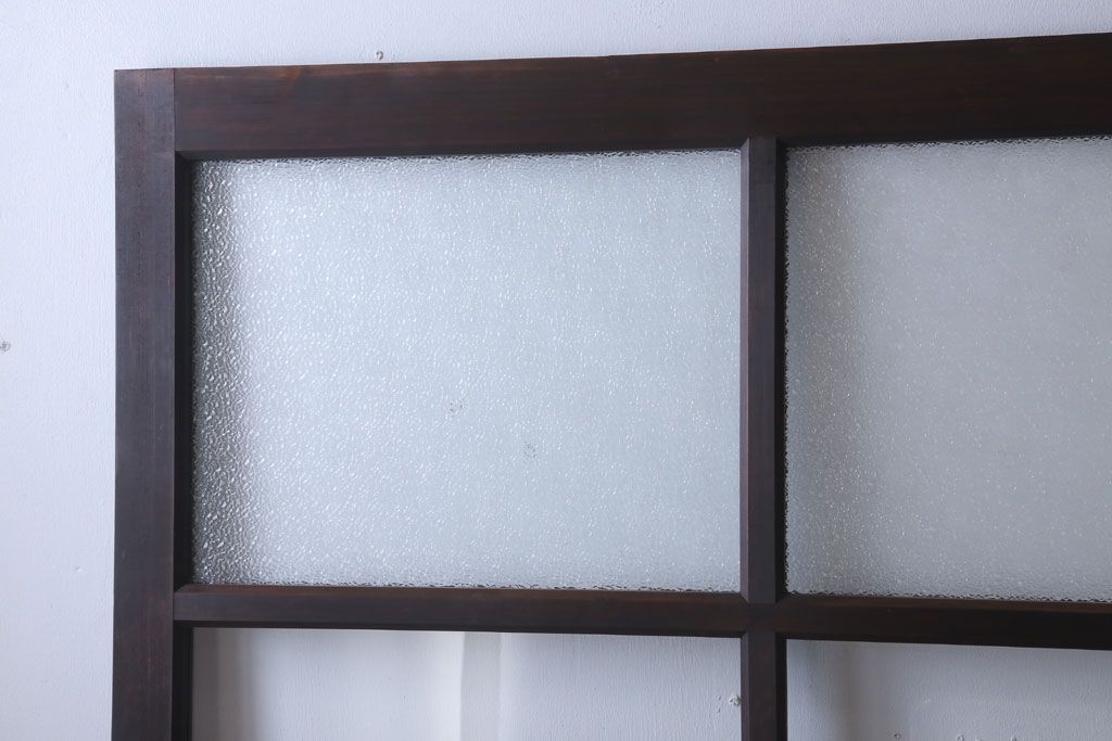 和製アンティーク　ダイヤガラス入り!古い木の上質なガラス戸3枚セット