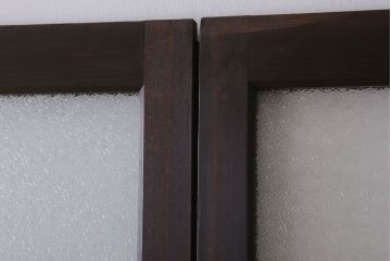 和製アンティーク　ダイヤガラス入り!古い木の上質なガラス戸3枚セット