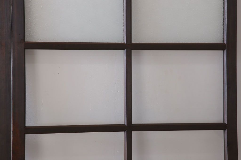 和製アンティーク　ダイヤガラス入り!古い木の上質なガラス戸3枚セット