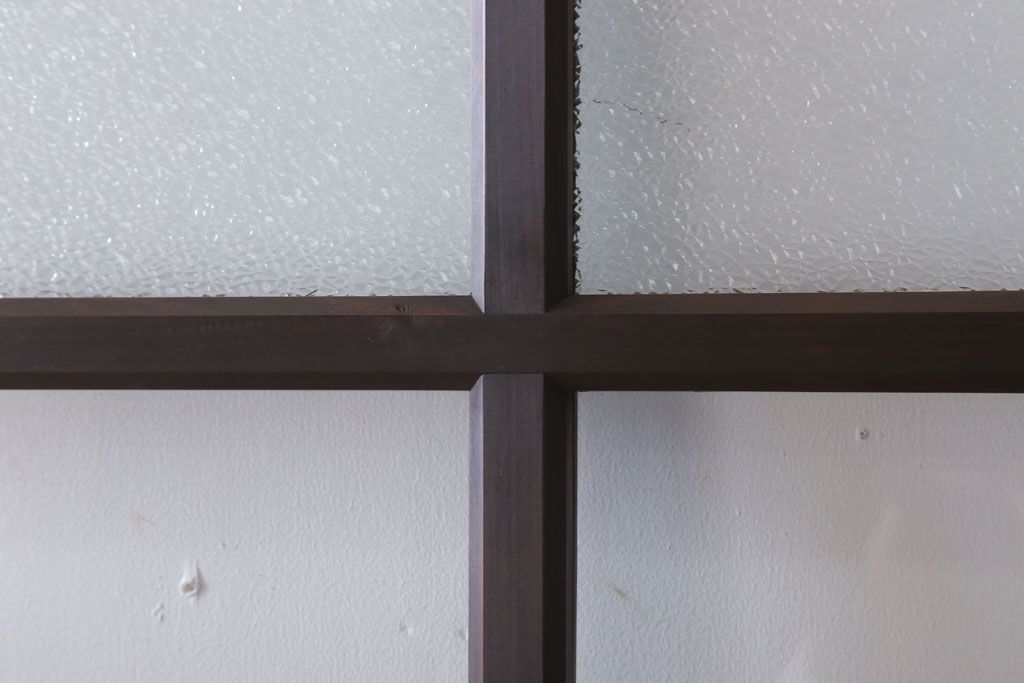 和製アンティーク　ダイヤガラス入り!古い木の上質なガラス戸3枚セット