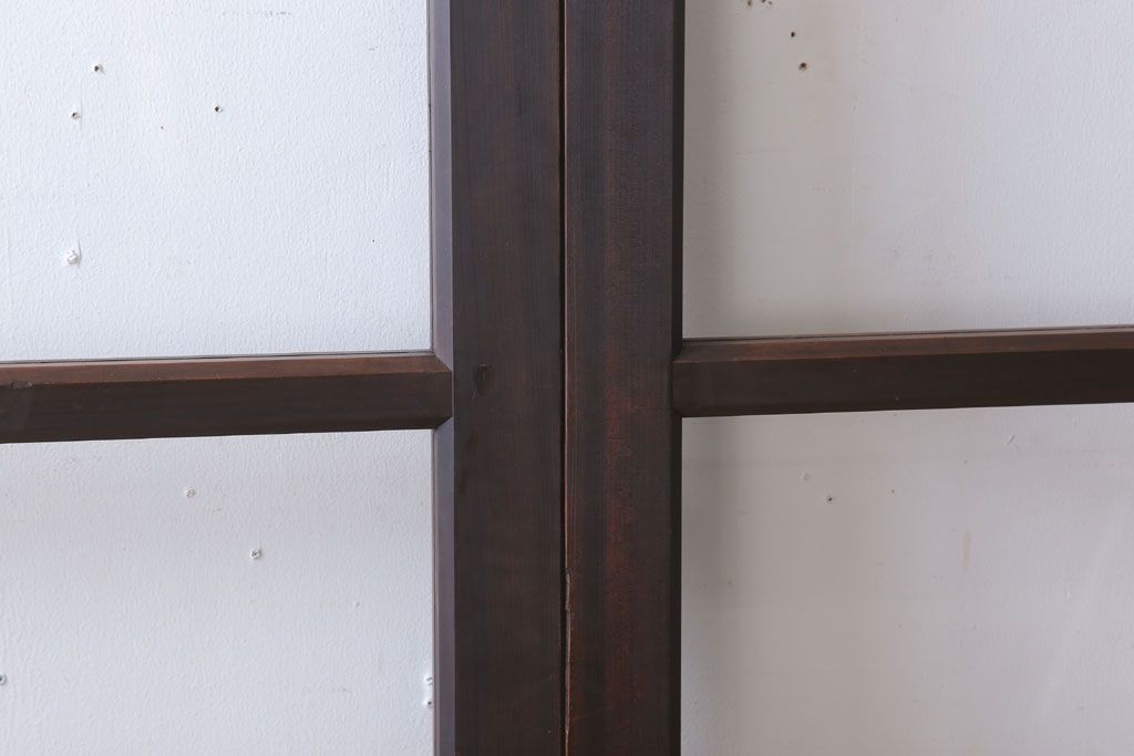 和製アンティーク　ダイヤガラス入り!古い木の上質なガラス戸3枚セット