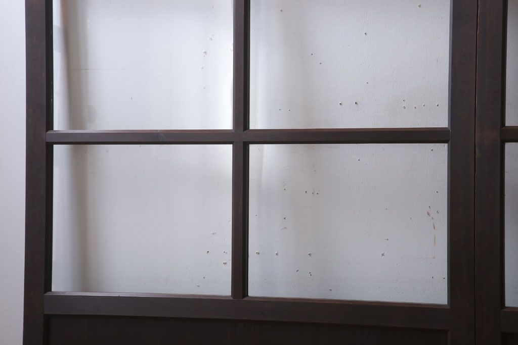 和製アンティーク　ダイヤガラス入り!古い木の上質なガラス戸3枚セット