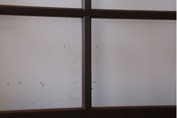 和製アンティーク　ダイヤガラス入り!古い木の上質なガラス戸3枚セット