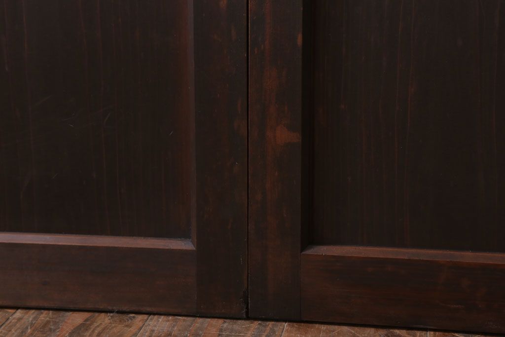 和製アンティーク　ダイヤガラス入り!古い木の上質なガラス戸3枚セット