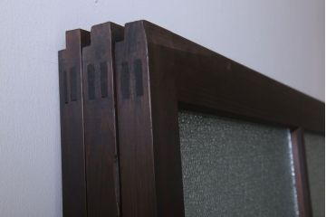 和製アンティーク　ダイヤガラス入り!古い木の上質なガラス戸3枚セット