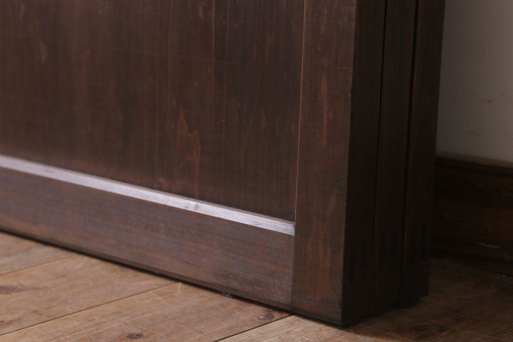 和製アンティーク　ダイヤガラス入り!古い木の上質なガラス戸3枚セット