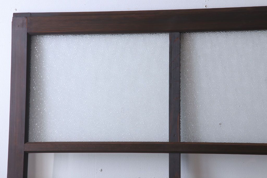 和製アンティーク　ダイヤガラス入り!古い木の上質なガラス戸3枚セット