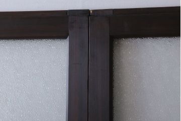 和製アンティーク　ダイヤガラス入り!古い木の上質なガラス戸3枚セット