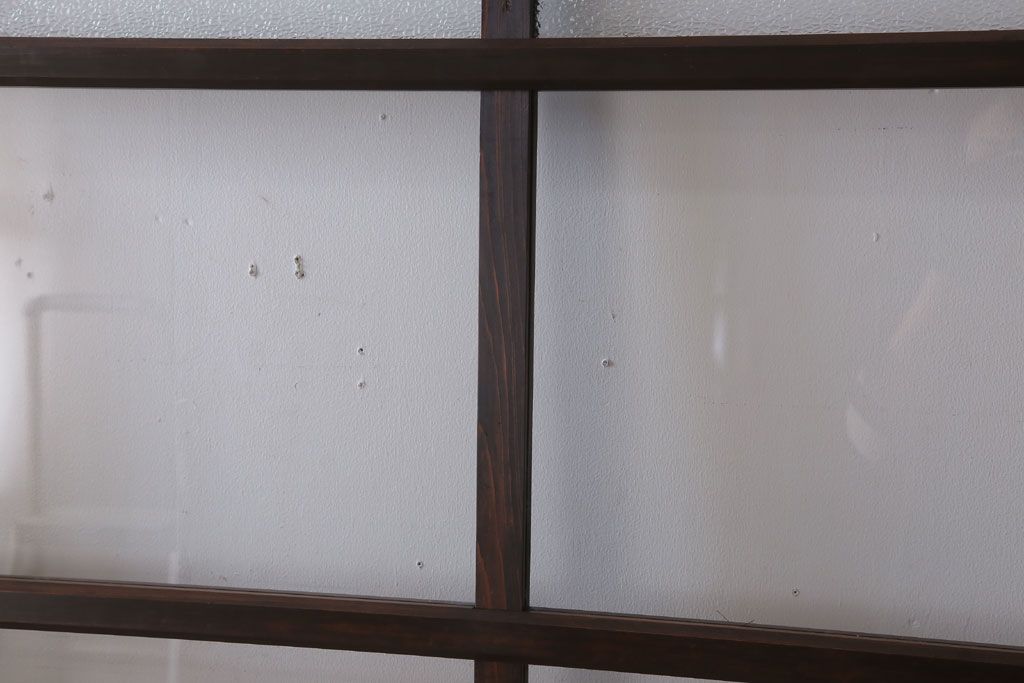 和製アンティーク　ダイヤガラス入り!古い木の上質なガラス戸3枚セット