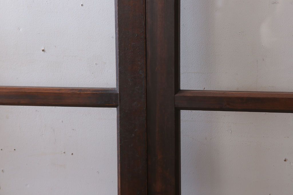 和製アンティーク　ダイヤガラス入り!古い木の上質なガラス戸3枚セット