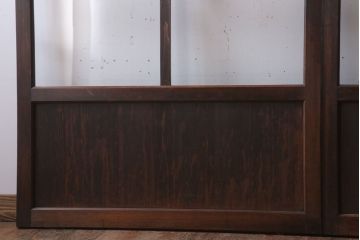 和製アンティーク　ダイヤガラス入り!古い木の上質なガラス戸3枚セット