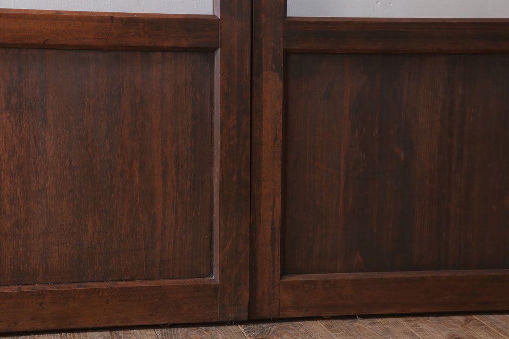 和製アンティーク　ダイヤガラス入り!古い木の上質なガラス戸3枚セット