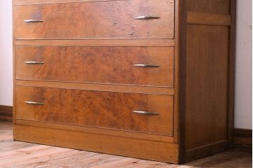 レトロ家具　ダイヤガラス入り!昭和レトロなアンティークチェスト