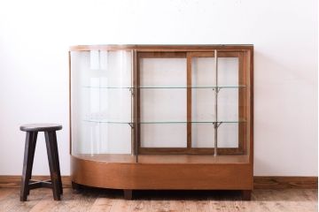 レトロ家具　Rガラス!昭和レトロな脚付きガラスケース